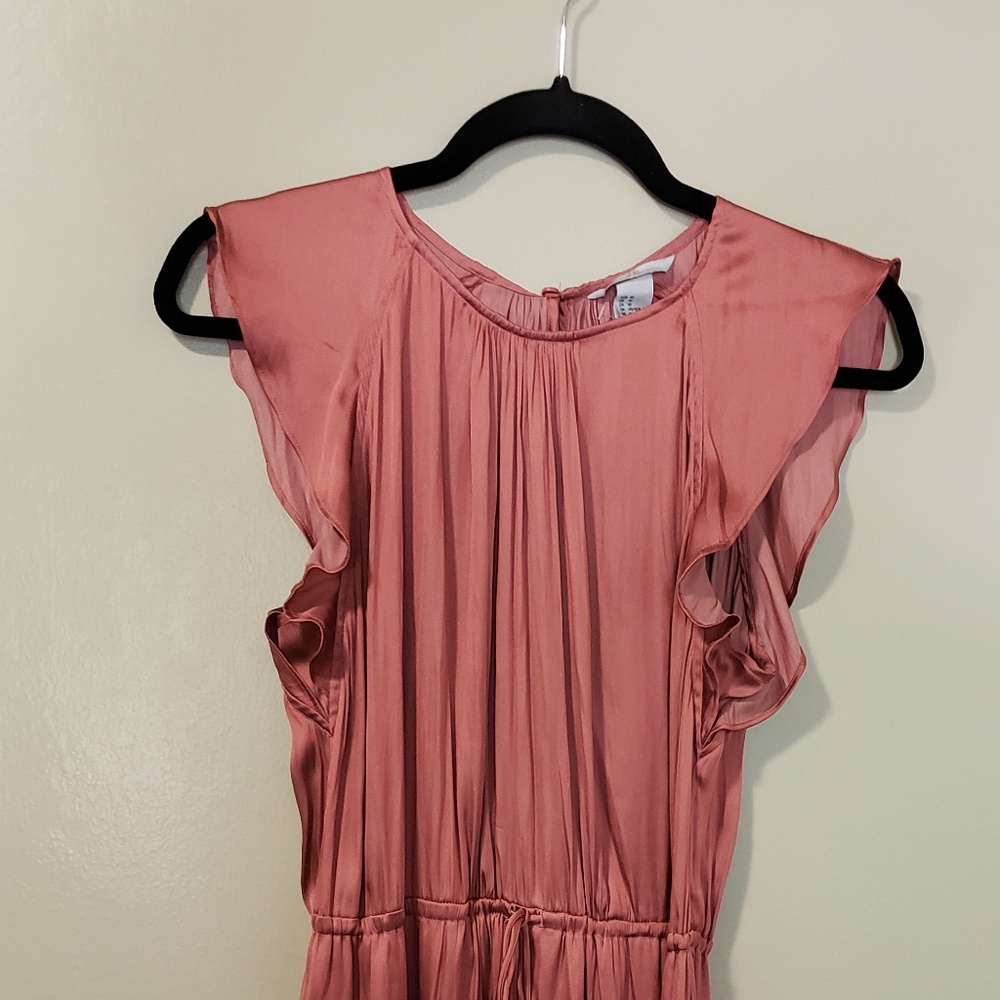 H&M Pink Satiny Flutter Dress sz 10